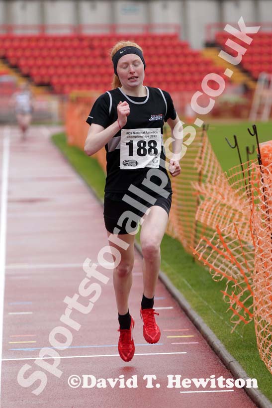 Lucy Hayes (Newcastle Under Lyme College) winning the 800 metres, British College Championships, Gateshead International Stadium.